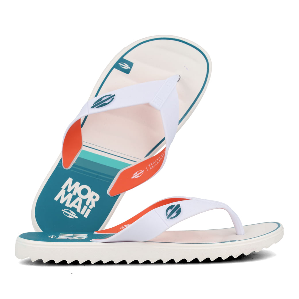 Grendene Chinelo MORMAII TAI 12258-BH427 Branco-Laranja-Azul Plastico_3_999999992625033_05